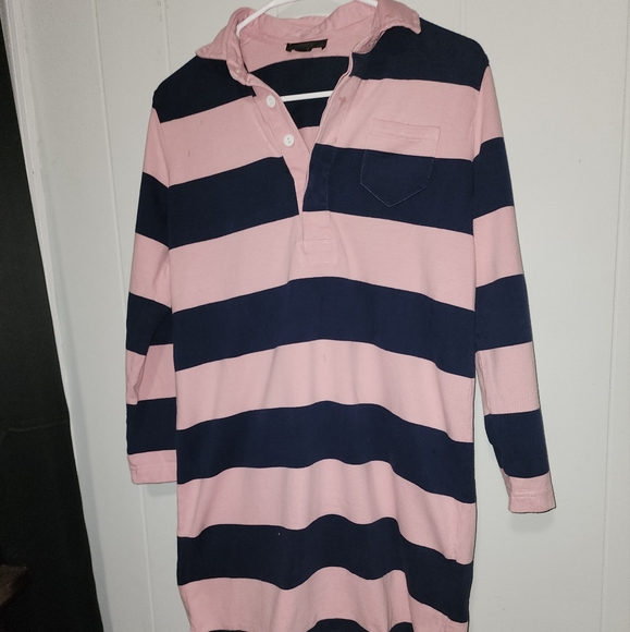J Crew Classic Preppy Baby Pink And Navy Blue Striped Top - Picture 7 of 11